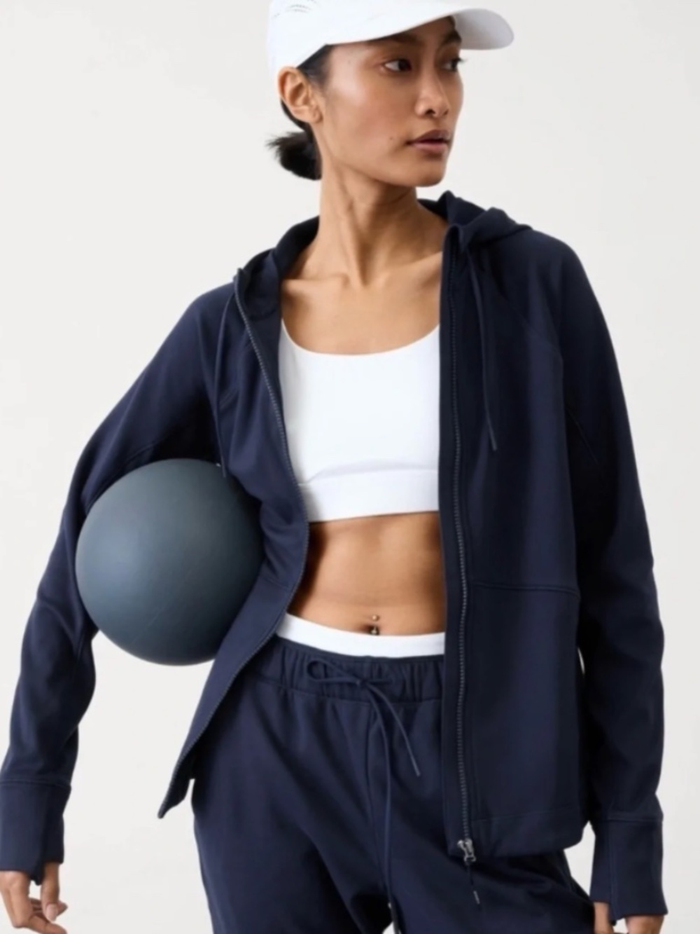 Athleta Navy Full-Zip Women's Large Hoodie Jacket